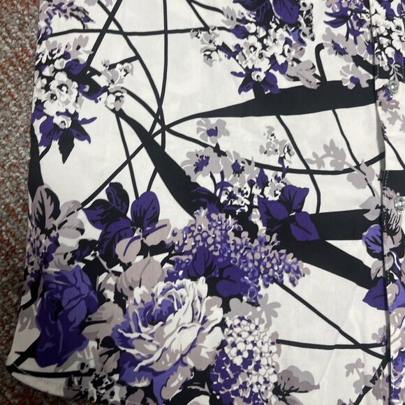 ZEROYAA Men's Poppy Floral Shirt Purple White Black Size Medium - Picture 5 of 7